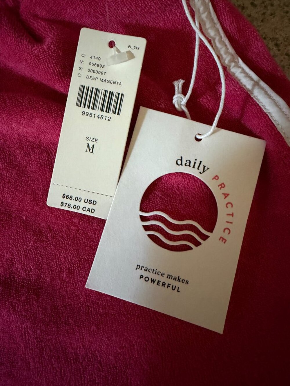 NWT! Anthropologie / Daily Practice Terry Cloth Shorts in Deep Magenta - Size M
